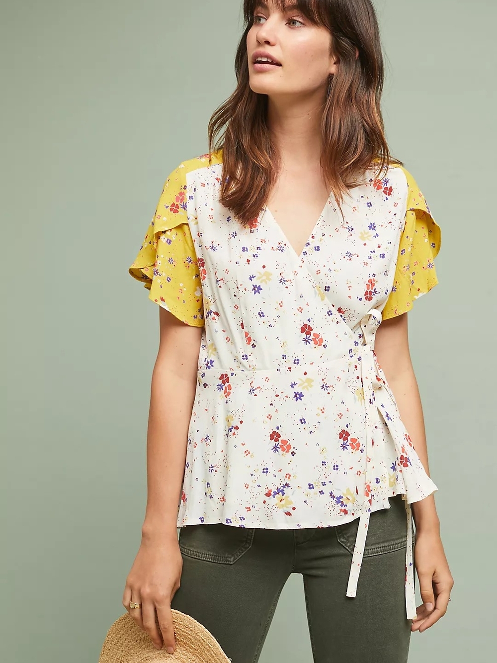 Meadow Rue for Anthropologie "Bon Voyage" Floral Wrap Blouse